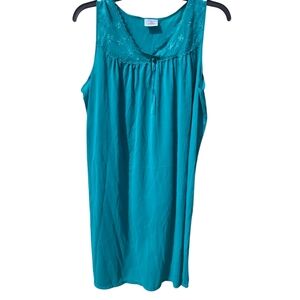 Vintage Aqua Blue Semi Sheer Night Gown Womens 1x Mumu 80s